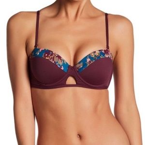 Tavik Corsica Bikini Top Block Merlot Floral Trim